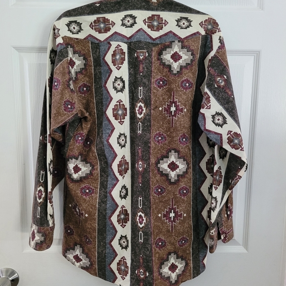 Men 16 -34 Panhandle Slim Brown Aztec Western Snap Longsleeves Button Up shirt - Picture 6 of 9